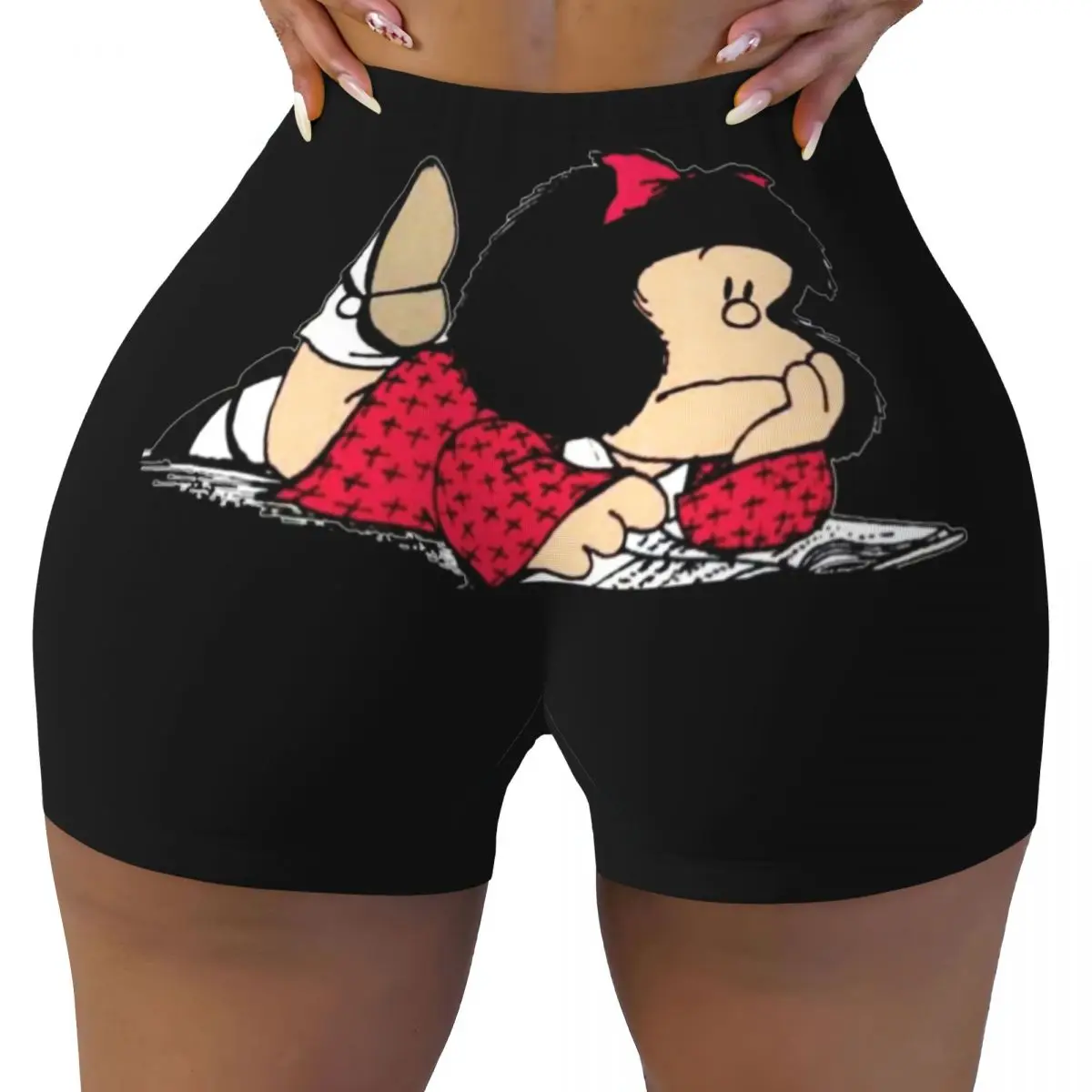 Custom Cute Mafalda Running Volleyball Workout Shorts for Women Argentine Cartoon Quino Comic Athletic Gym Yoga Shorts