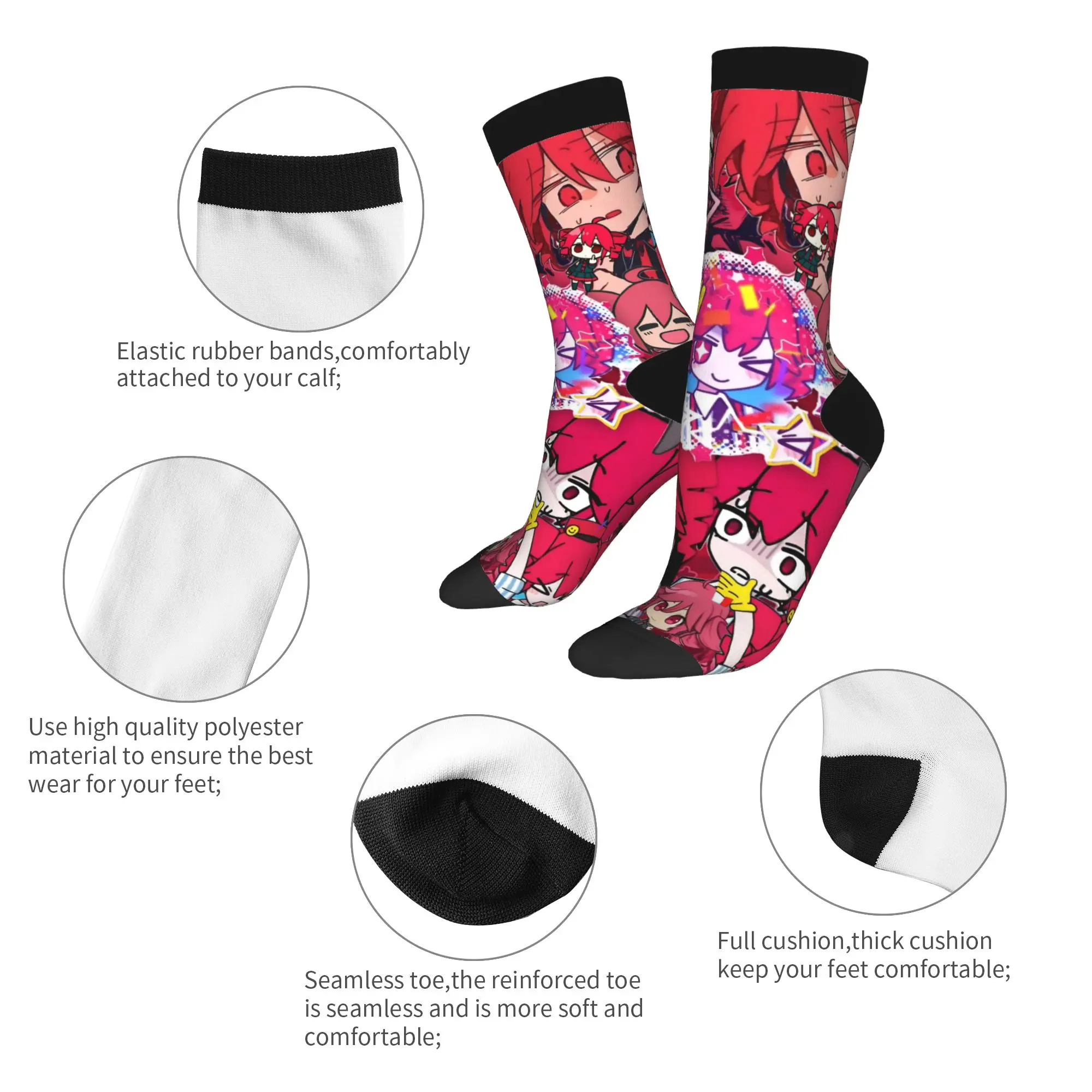 Lindas medias Kasane Teto, calcetines de moda con diseño Popular de cantante Virtual, calcetines antideslizantes de otoño, calcetines de calidad para ciclismo para parejas