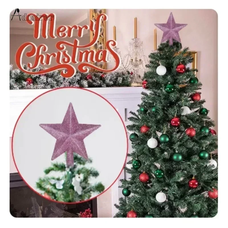 10/12/15/20cm Christmas Tree Top Star Merry Christmas Decoration for Home Shiny Gold Powder Five-pointed Star New Year Ornament