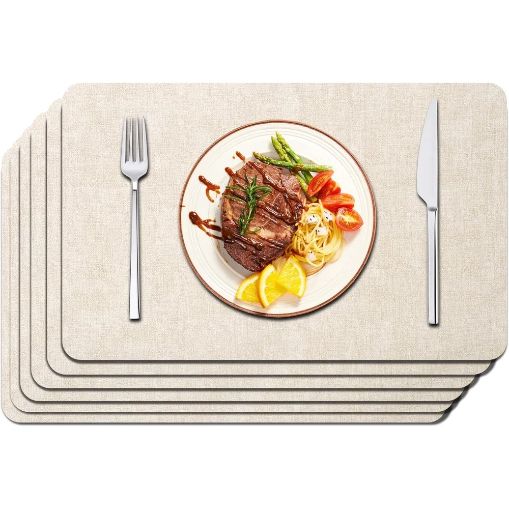 

Набор салфеток из искусственной кожи из 6 штук - водонепроницаемые - чистые салфетки - термостойкие - противоскользящие коврики для обеденного стола, подходят для в