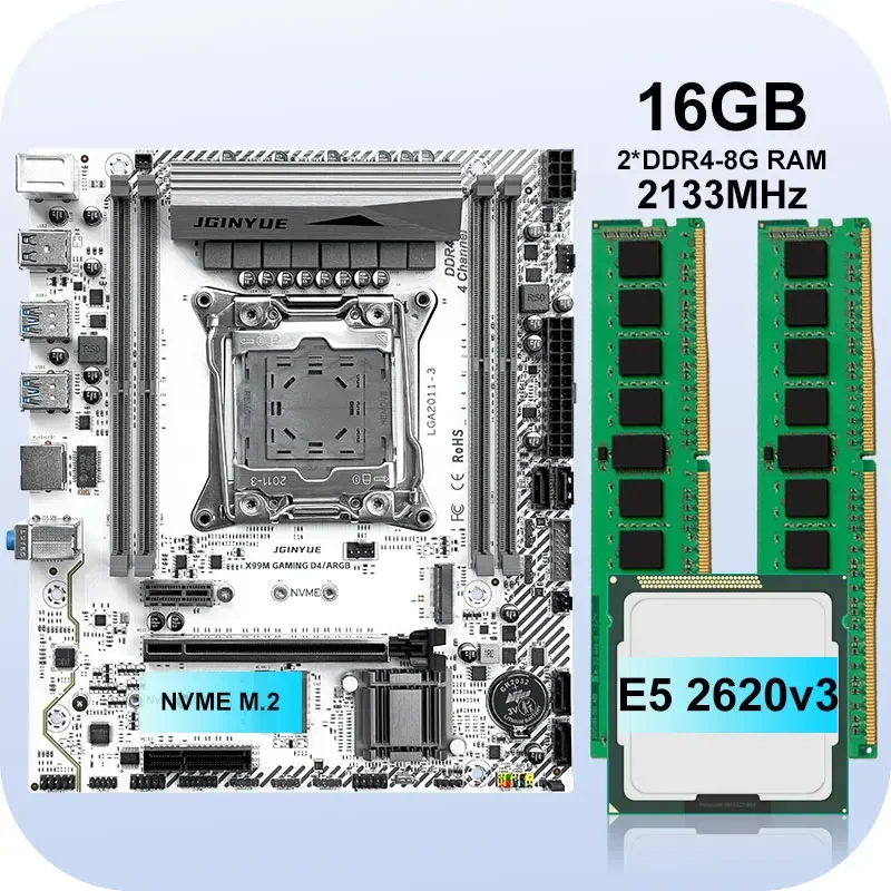 

X99 Motherboard Kit Gaming Computer Motherboard Lga 2011-3 with CPU E5-2630 V3 and 2*8g 2133mhz DDR4 Memory ARGB