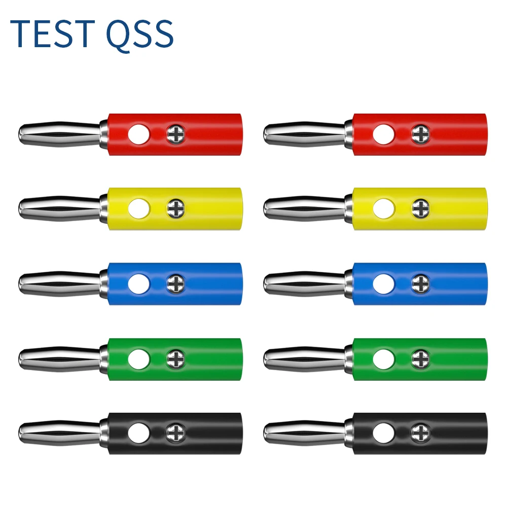 QSS 10PCS 4MM Banana Plug  Audio Speaker Electrical Screw Connector  5 Colors Electrical Accessories Q.10016