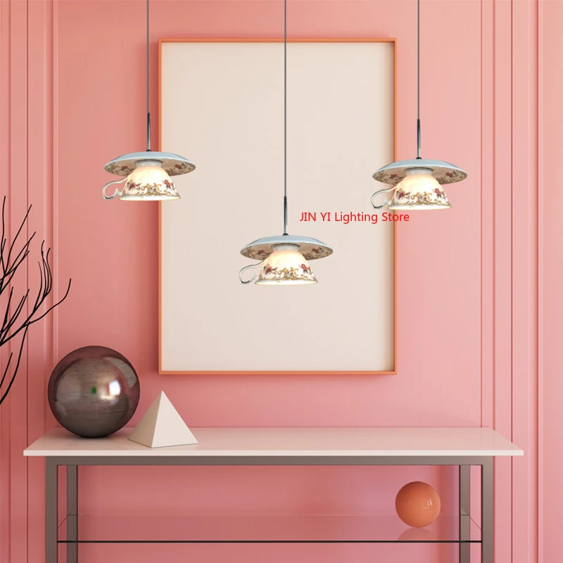 Nordic Flower Cup Pendant Lamp Restaurant Kitchen Interior Lighting Fixture Home Decoration G4 Fixture