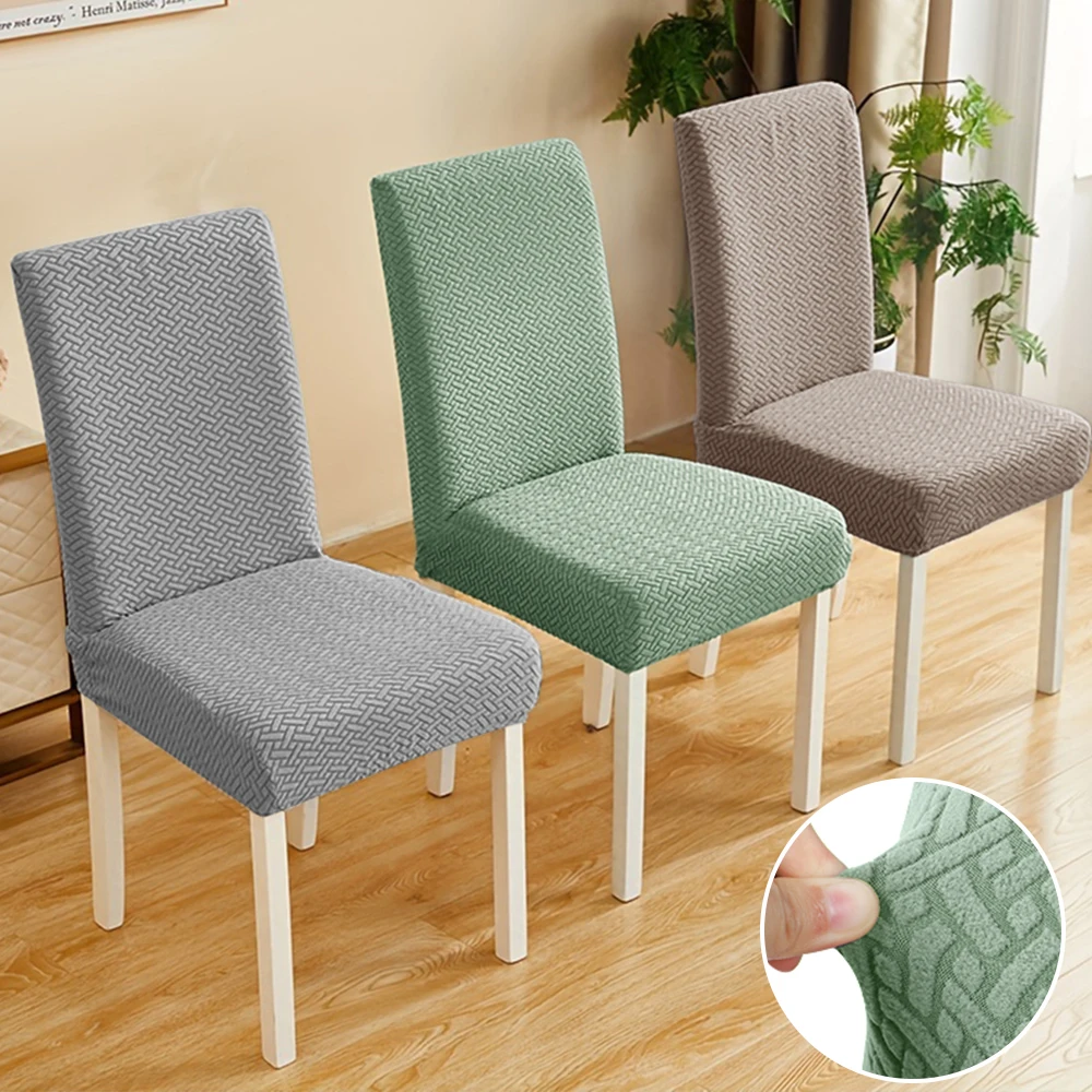 Jacquard Esszimmerstuhl-Bezüge Einfache Ganzjahres-Universal-Stuhlsitzbezüge Elastische Verstellbare Sitzbezüge für Heim- und Partydekoration