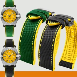 20mm 22mm 23mm 24mm Waterproof nylon rubber watchstrap For Breitling Citizen Tissot IWC Omega Bracelet Yellow Silicone Watchband