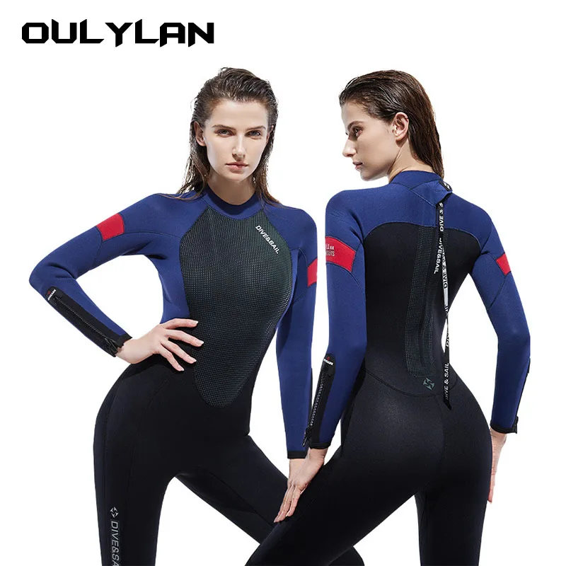 Oulylan One-piece Diving Suit Thickened Warm Men Women's Wetsuit 5mm Neoprene Couple Style Swimming Snorkeling Surfing Suit