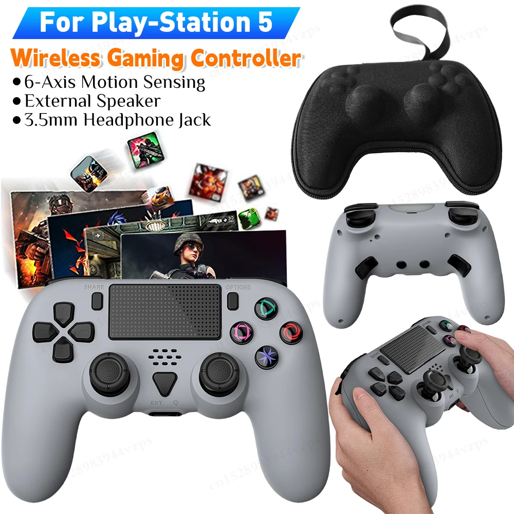 Controlador inalámbrico para PS5 Gaming Esports Gamepad inalámbrico con detección de movimiento de seis ejes y bolsa de controlador EVA para PS 5 Slim