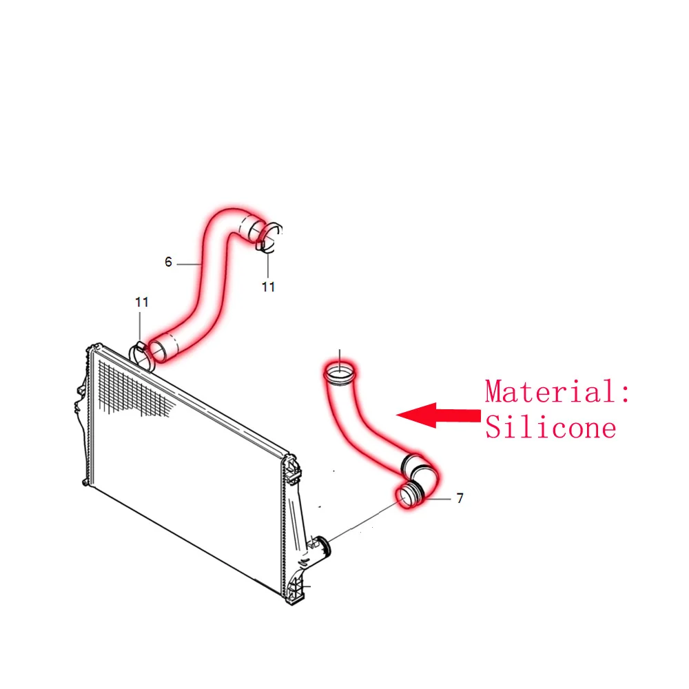 Silicone Intercooler Hose 30645294 9489968 For Volvo XC90 B6294T, S80 B6284T 4T65EV-GT 2.9L 6Cyl Charge air pipe 2003-2006