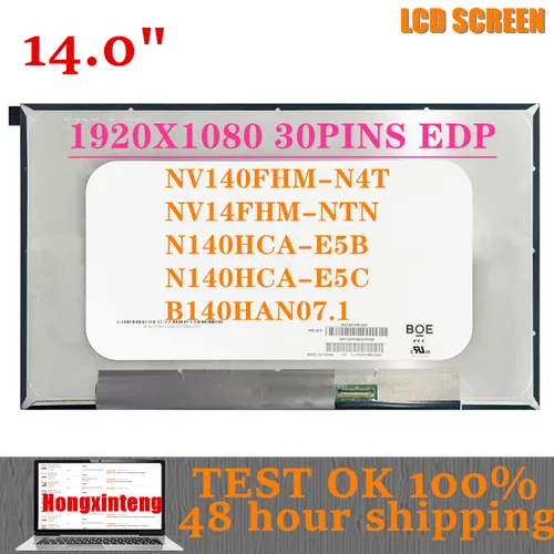 NV140FHM-N4F FIT NV140FHM-N4T N140HCA-E5C E5B 노트북 LCD LED 스크린 패널, FDH IPS 디스플레이 매트릭스 교체, 1920×1080, 30 핀  Best5