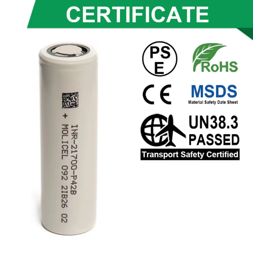 Original Molicel P42B INR 21700 Battery 4200 mAh 45A 3.6V 3C Charging Super Power Li-ion Battery For Research Battery Analytics