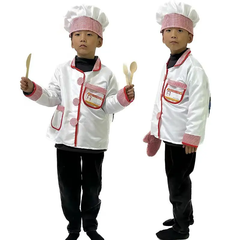 Costume de spectacle de Chef pour enfants, tenue de jeu de rôle de drame sur scène, tenue de cuisine en Polyester pour Halloween Home Par