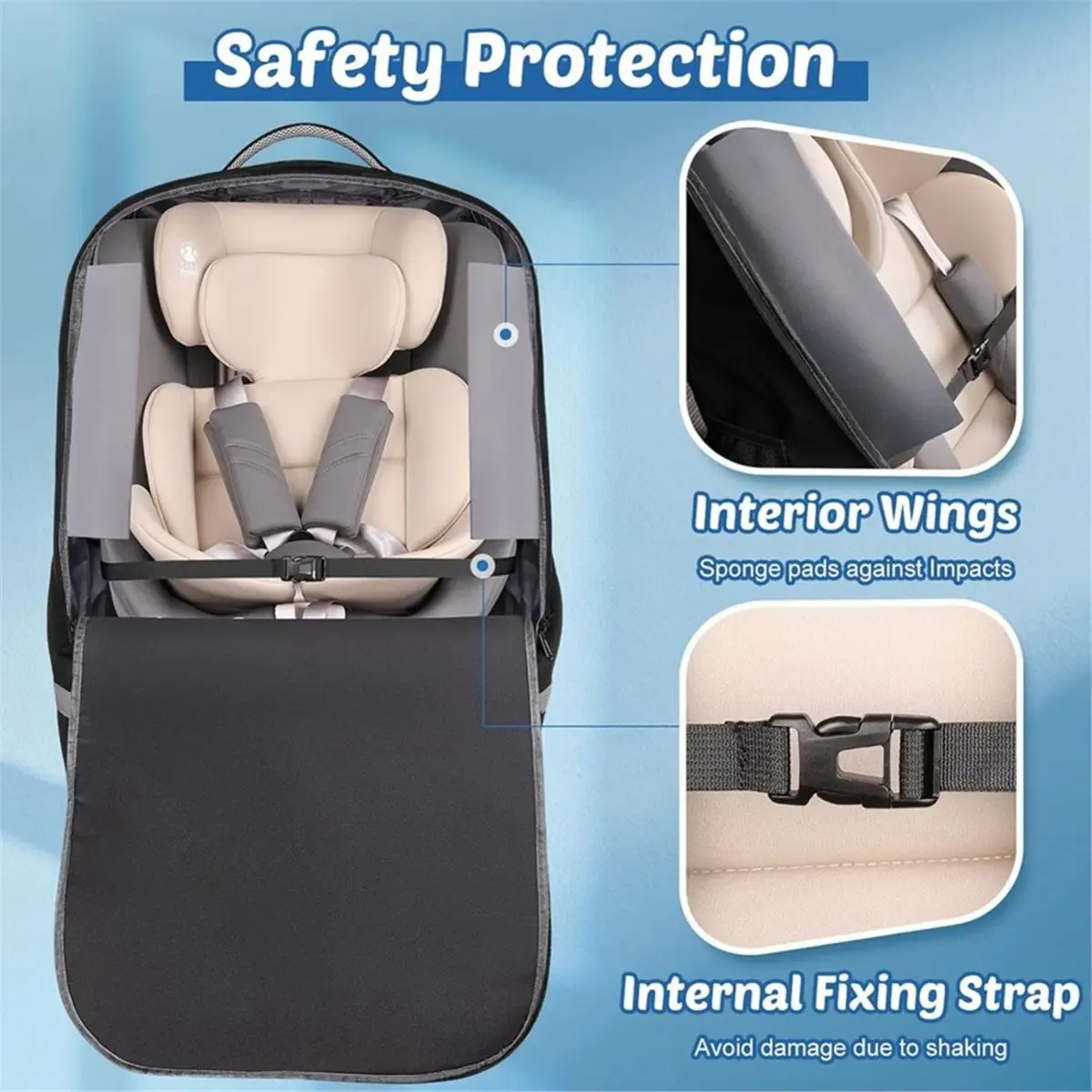 update. Padded Car Seat Travel Bag for Airplane: Backpack Car Seat Cover for Air Travel, Carseat Bag with Shoulder Strap