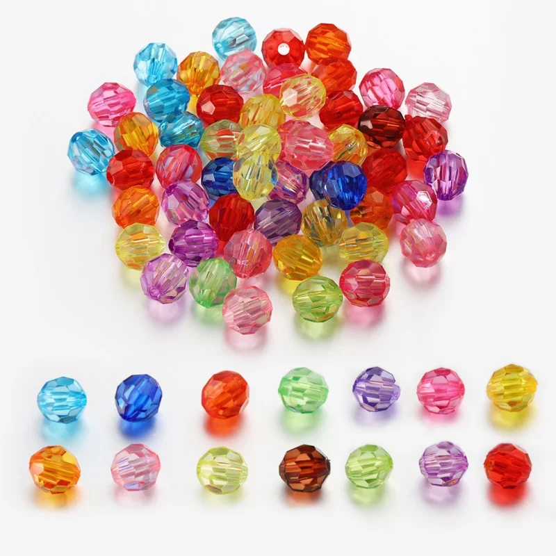 8/10/12/14mm 100/300Pcs Rondelle Faceted Acrylic Beads Loose Spacer Beads for Handmade DIY Necklace Bracelet Jewelry Making