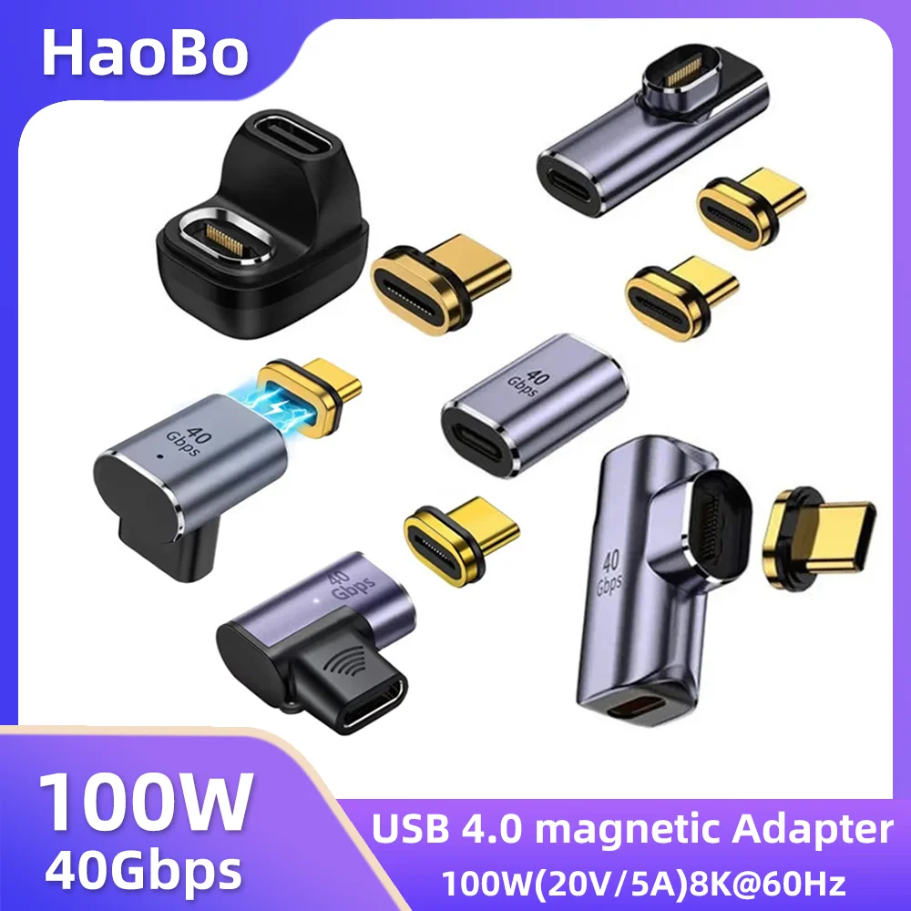100W Type C Adapter OTG 40Gbps Magnetic Fast Data Transfer Tablet USB 4.0 Charging Converter for Phone Macbook Air Pro Laptop