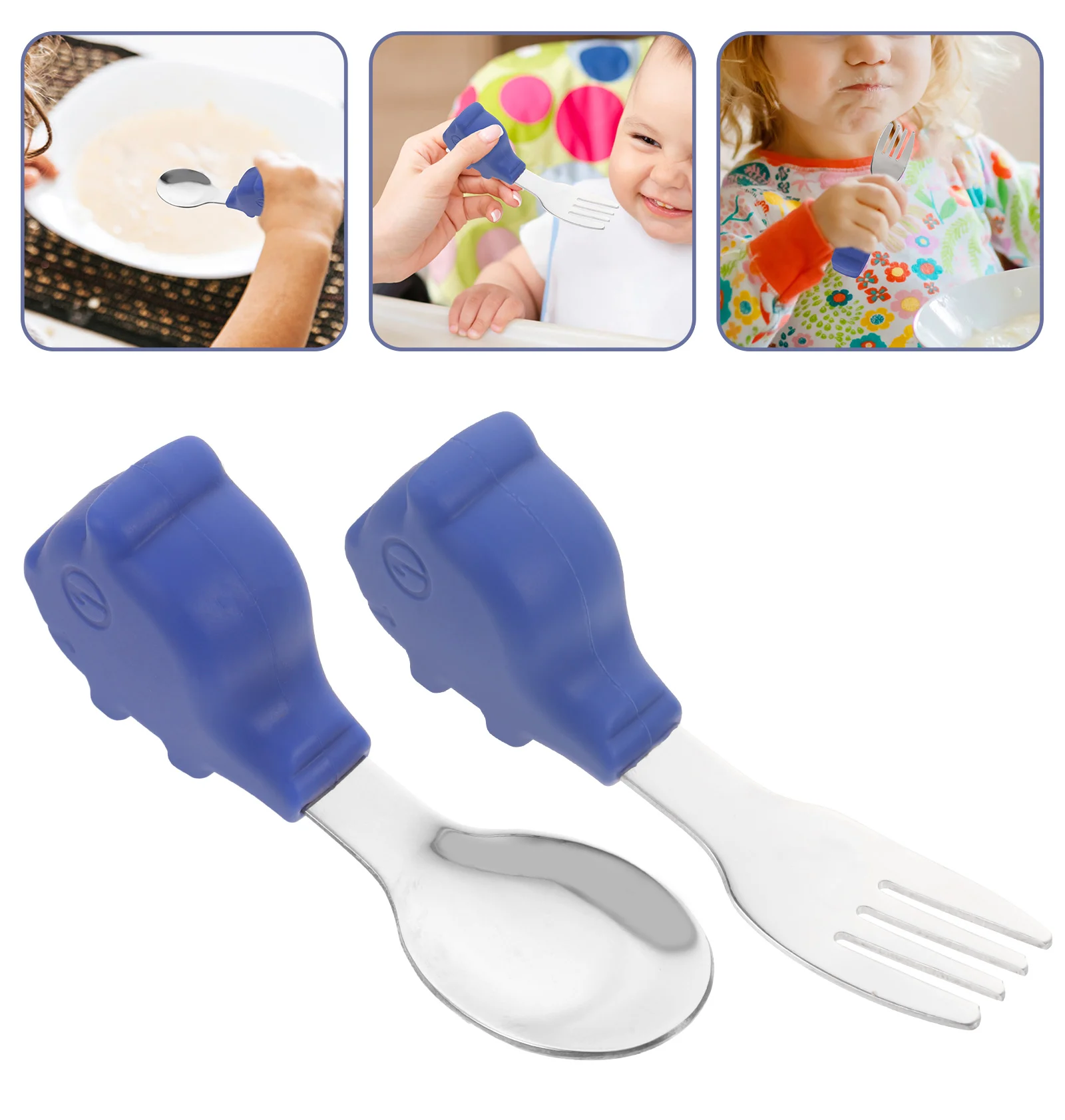 

Baby Fork and Spoon Set Toddler Utensils Table Ware Eating Portable Silica Gel Feeding Silicone Tableware Kids Newborn Infant