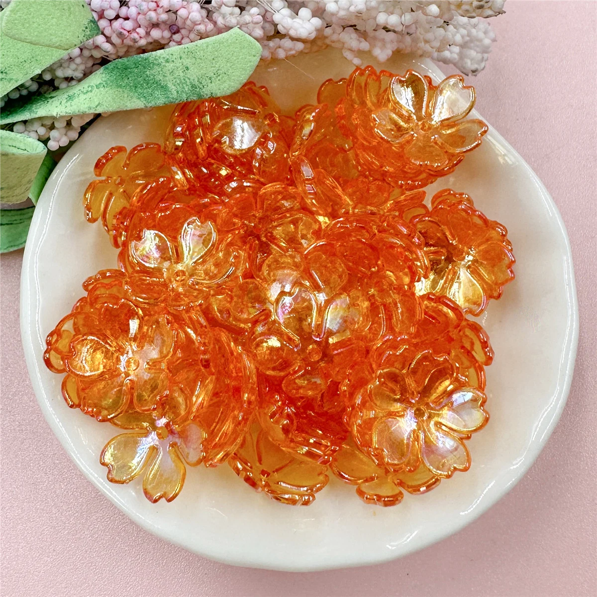 100Pcs/bag 15mm Acrylic DIY Galsang Flower Loose Beads Earrings For Jewelry Making Necklace Bracelets