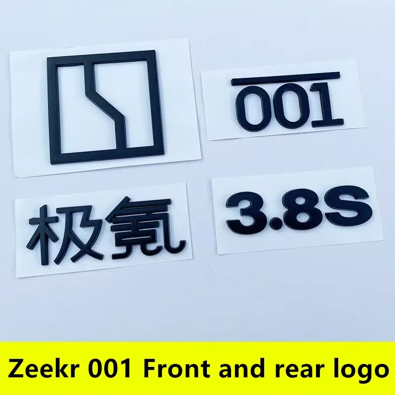 For Geely Zeekr 001 2021-2024 Accessories Black Look Trim Car Front and rear logo 3.8S Machine Panel Emblem Cover Decor Sticker