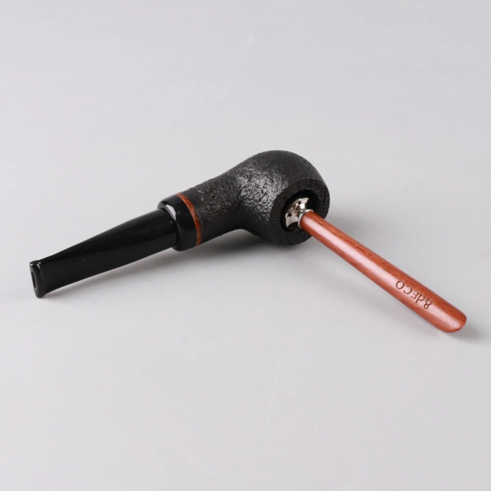 MUXIANG 1pc tobacco pipe accessory straight handle mahogany pipe press metal head pointed handle design weight 10.5g length 90mm