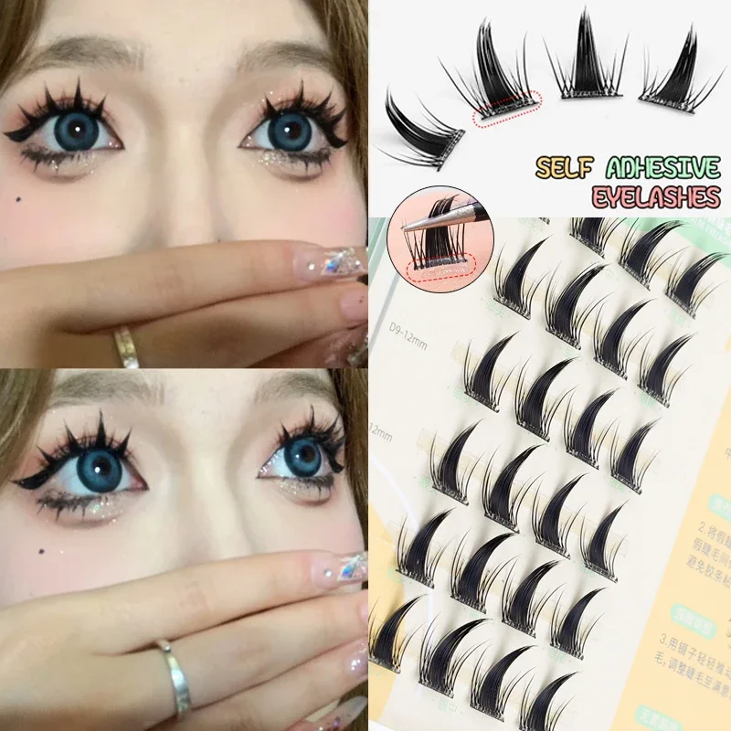 3D Faux Mink Self Adhesive False Eyelashes Makeup 6 Rows/box Manga Lashes Anime Lashes Soft Light Natural Eyelash Extension Tool