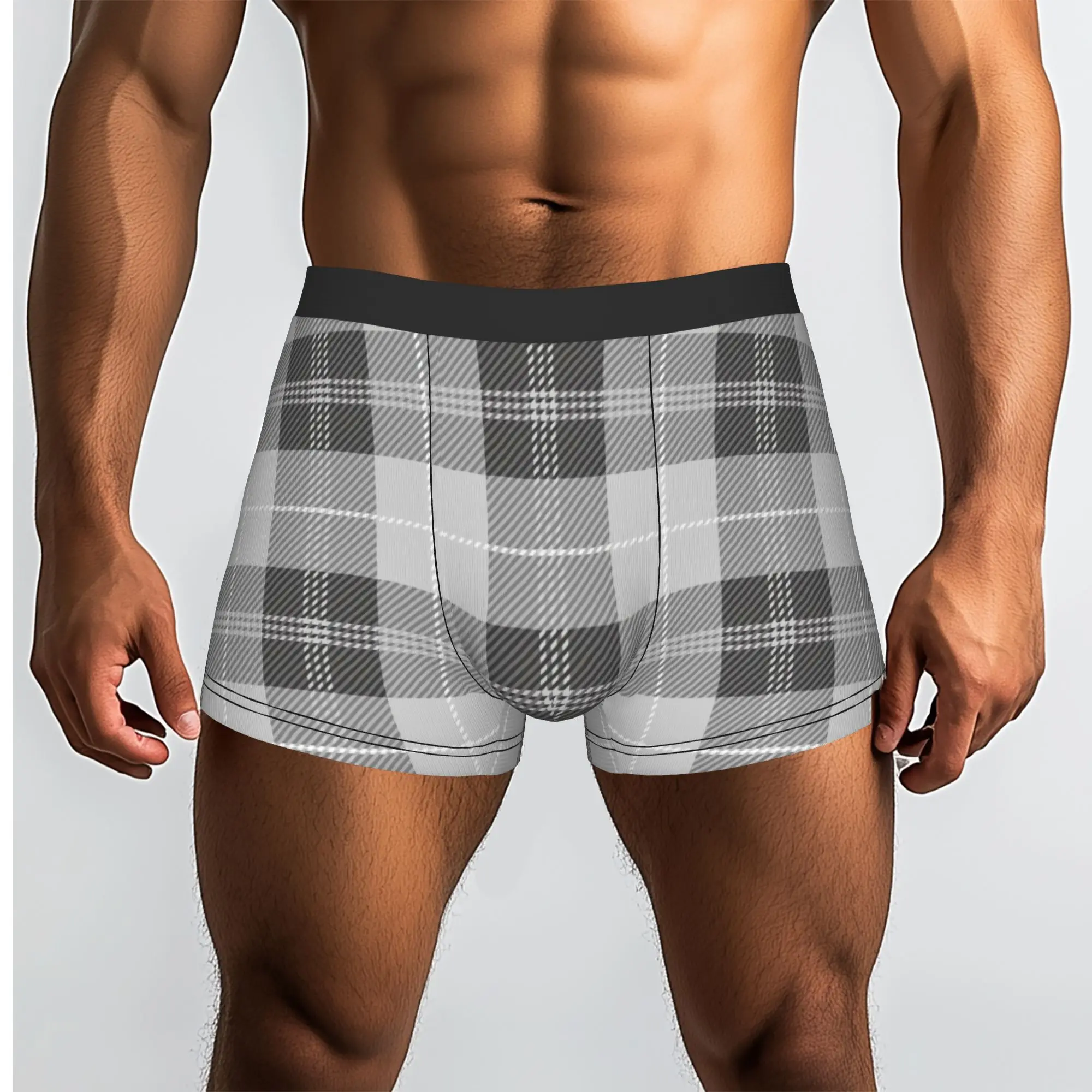 Customized Funny Check Plaid Fabric Texture Tartan Pattern Boxers Shorts Panties Men's Underpants Comfortable  Briefs Underwear