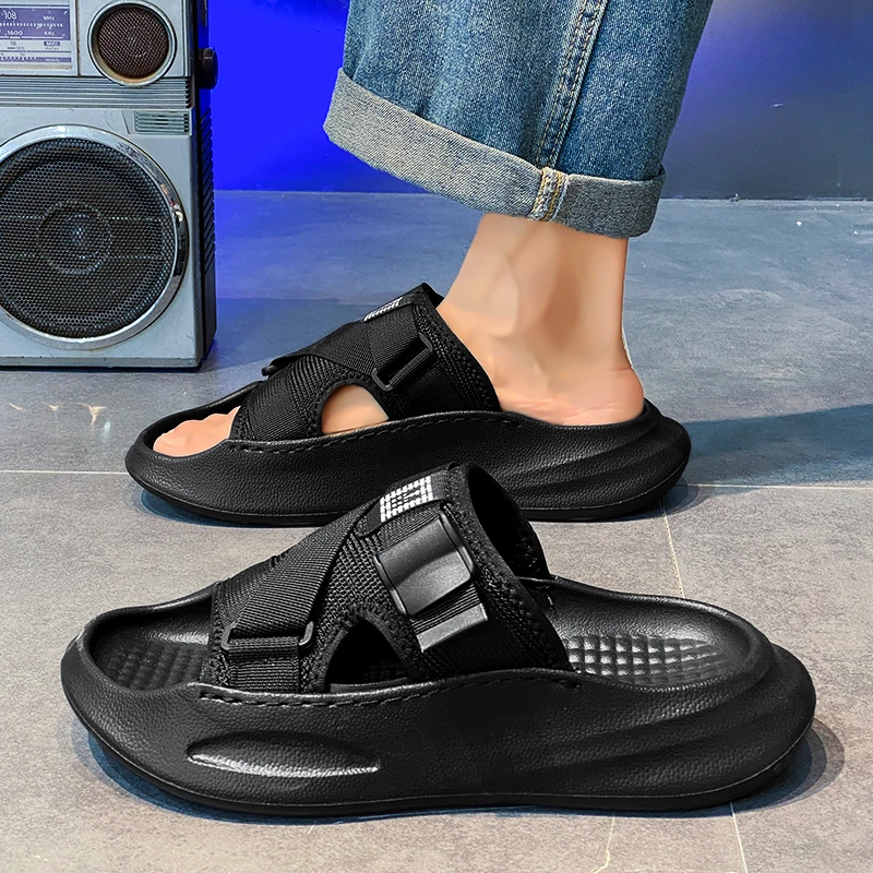 

Men's Summer Outdoor Sports Casual Thick Bottom Anti-slip Slippers Large Size Beach Sandals Comfortable Slip-On Flat Footwear