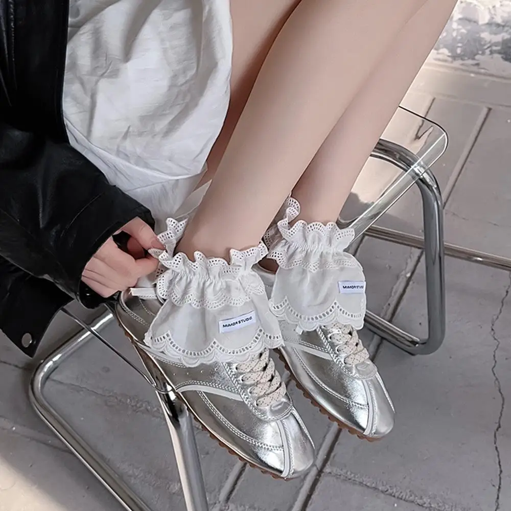 Ins Home Warm Footwear Ballet Style Socks Cuffs Korean Blogger Style White Lace Butterfly Knot Tied Band Socks Women's