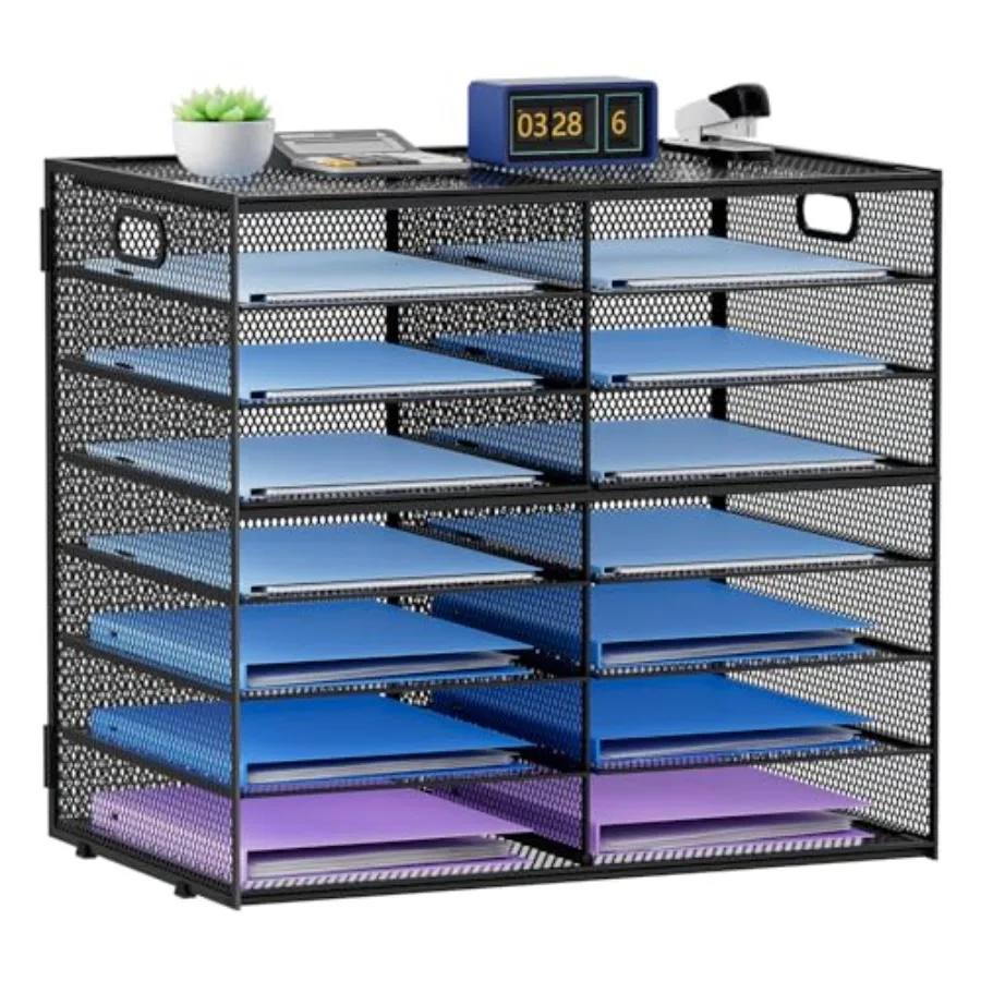 

Настольный органайзер для бумаг на 14 отделений, сетчатый лоток для документов и писем с ручкой, почтовый ящик для офиса