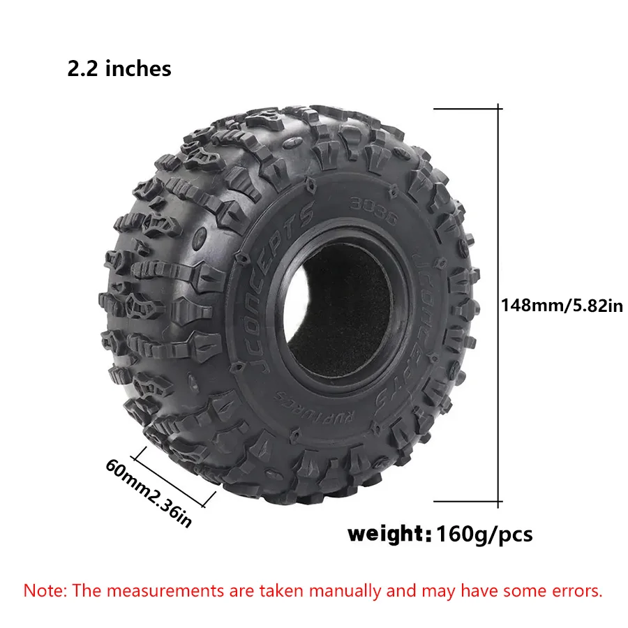 4Pcs High‑Grip Rubber RC Crawler Tires 2.2 Inch 150x64mm Wheel Tyres For 1/10 Wraith RR10 SCX10 Wrangler Upgrade Parts