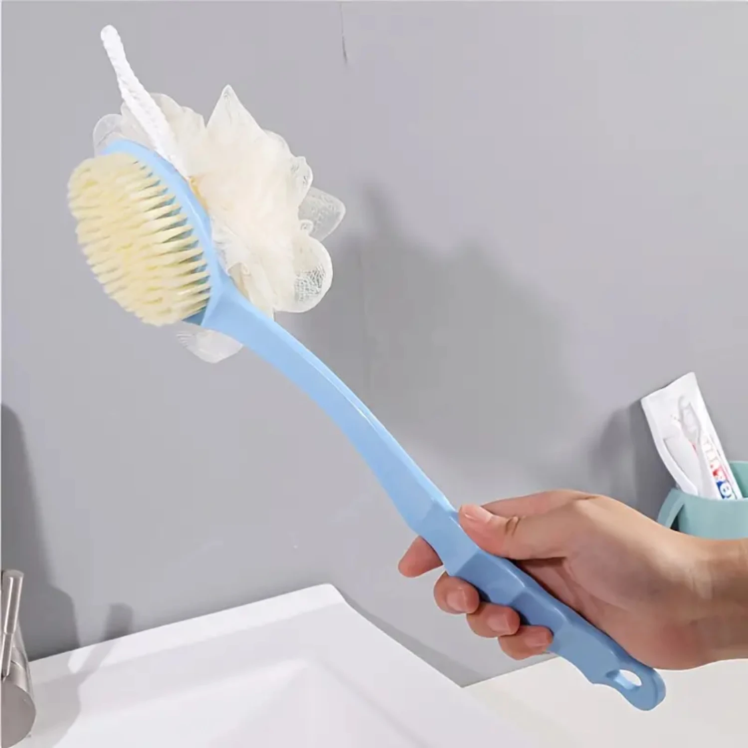 Your Shower Routine with this Luxurious and Comfortable Long Handle Shower and Bath Brush - Dual Sided Body Brush with Soft and