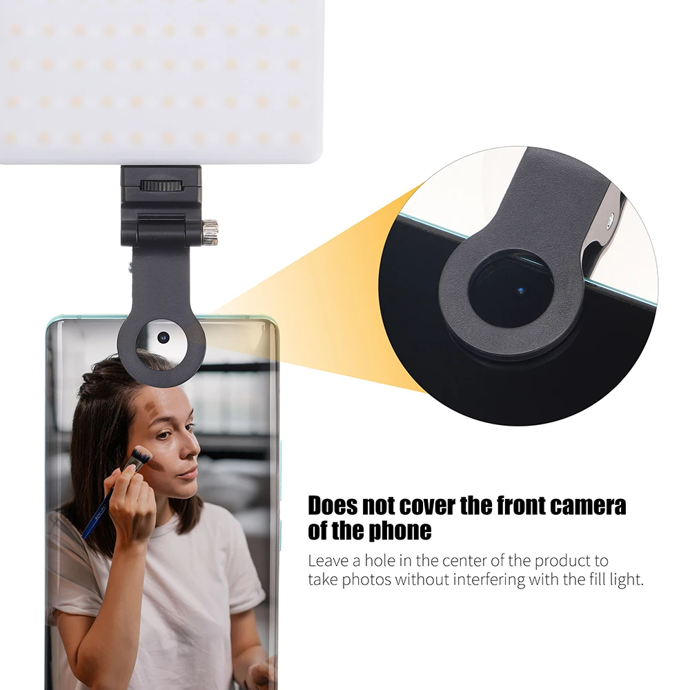 LED Selfie Light Clip-on Rechargeable Phone Light with CRI 95+3 Color Temperatures 10 Brightness Levels Portable Video Light