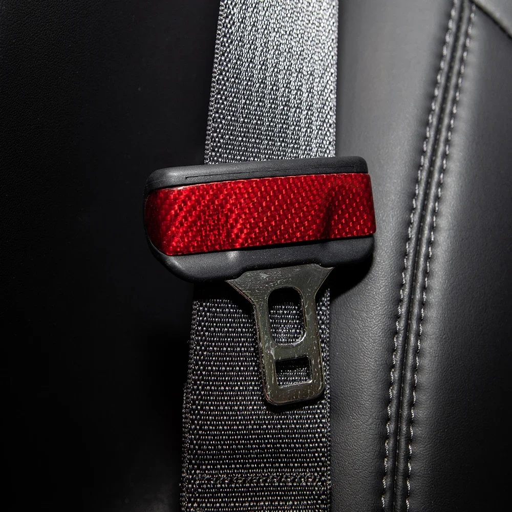 Real Carbon Fiber for Tesla New Model Y/3/3+ Car Seat Safety Belt Buckle Protection Cover Decoration Modification Accessories