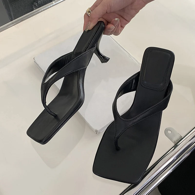 Liyke Fashion Clip Open Toe Mules Women Beach Slippers Sandals 2026 High Quality Cozy Leather Low Heels Flip Flops Slides Shoes