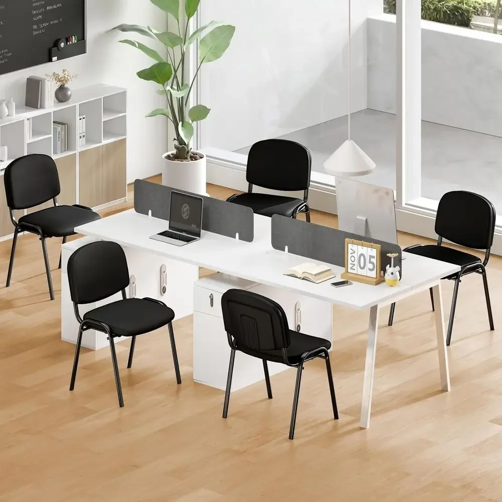 Set of 5 Stackable Upholstered Conference Chairs with Ergonomic Design for Waiting Rooms, Offices, and Events