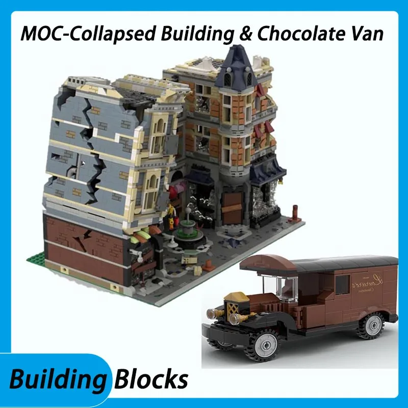 

H4Creative city street scene building blocks corner modular building spot MOC-166027 hot selling street scene apocalypse version
