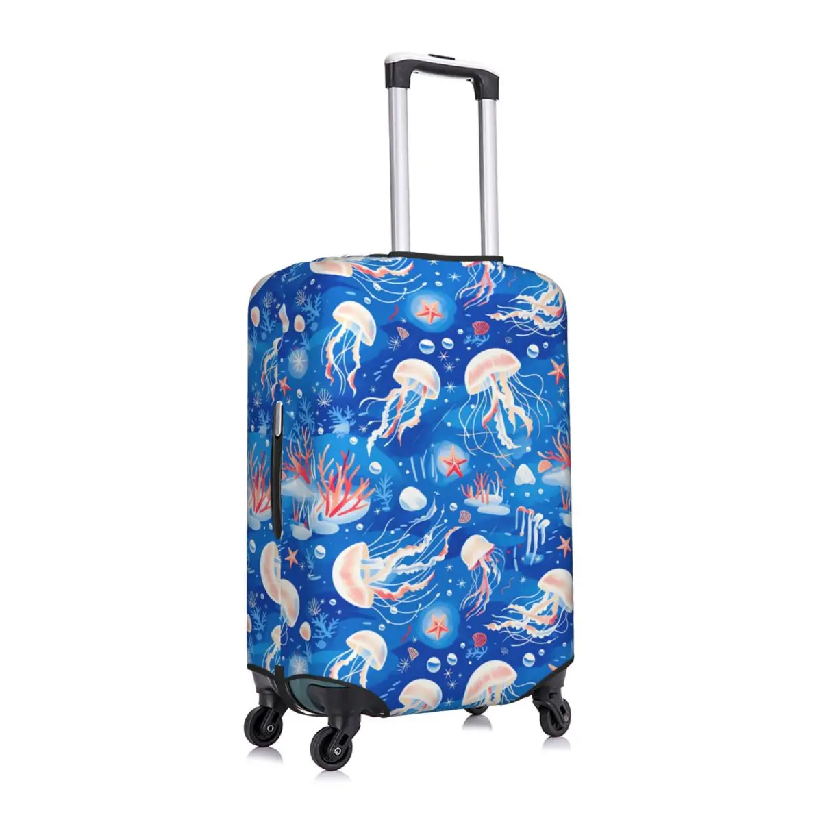 Custom Watercolor Ocean Jellyfish Pattern Luggage Cover Protector Cute Travel Suitcase Covers for 18-32 Inch