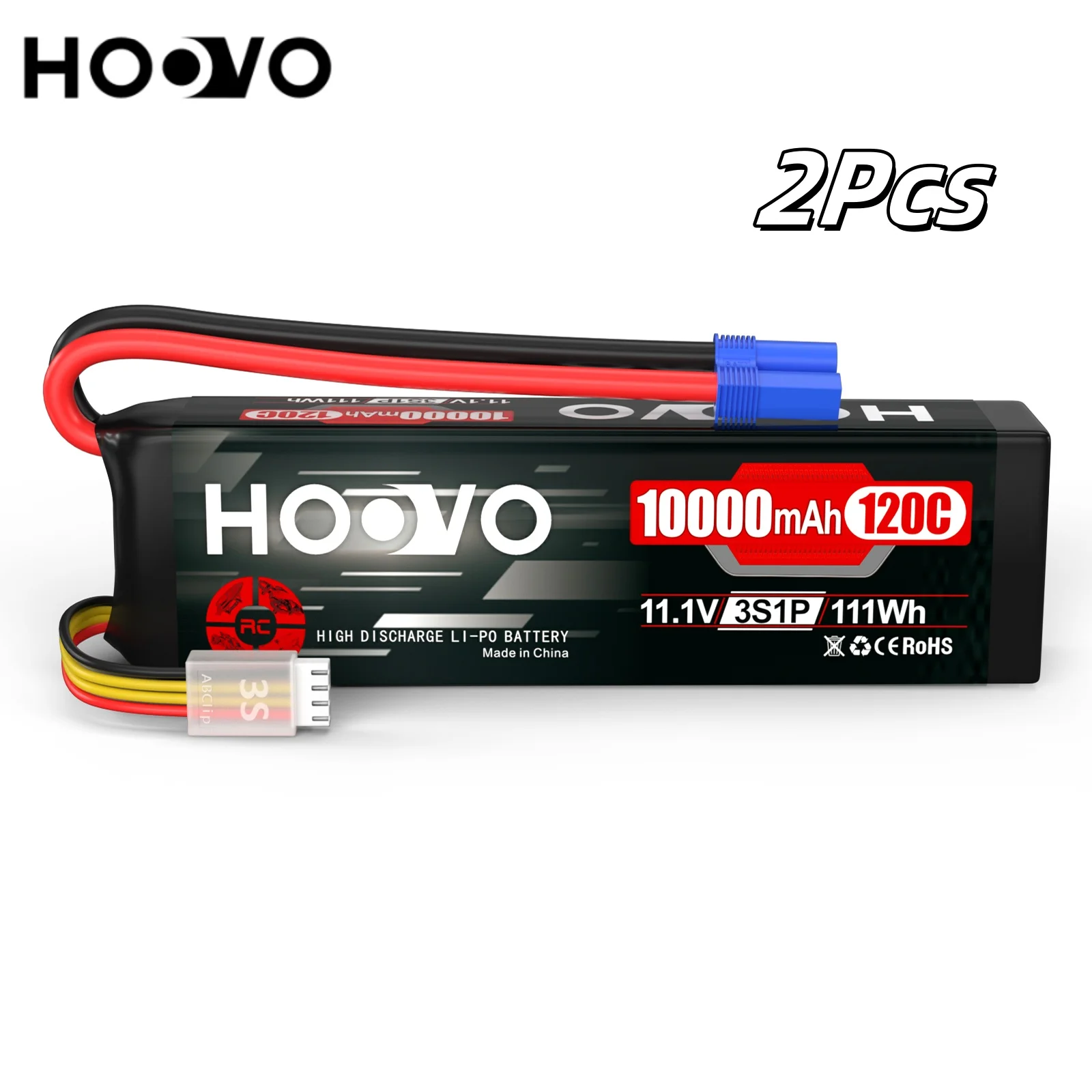 

2Pcs HOOVO 3S Lipo Battery 11.1V 10000mAh 120C RC Lipo Battery Softcase EC5 Plug for RC Cars Drones, DJI, FPV, RC Plane, Racing