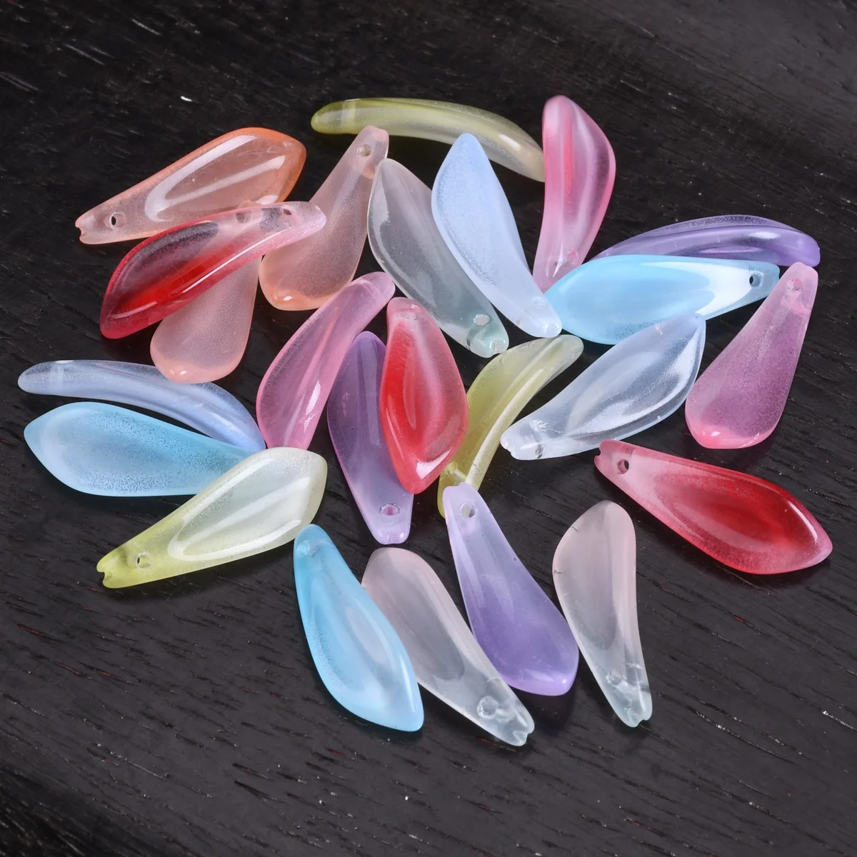 10pcs 9x25mm Leaf Petal Shape Handmade Lampwork Glass Loose Pendants Beads For Jewelry Making DIY Crafts Findings