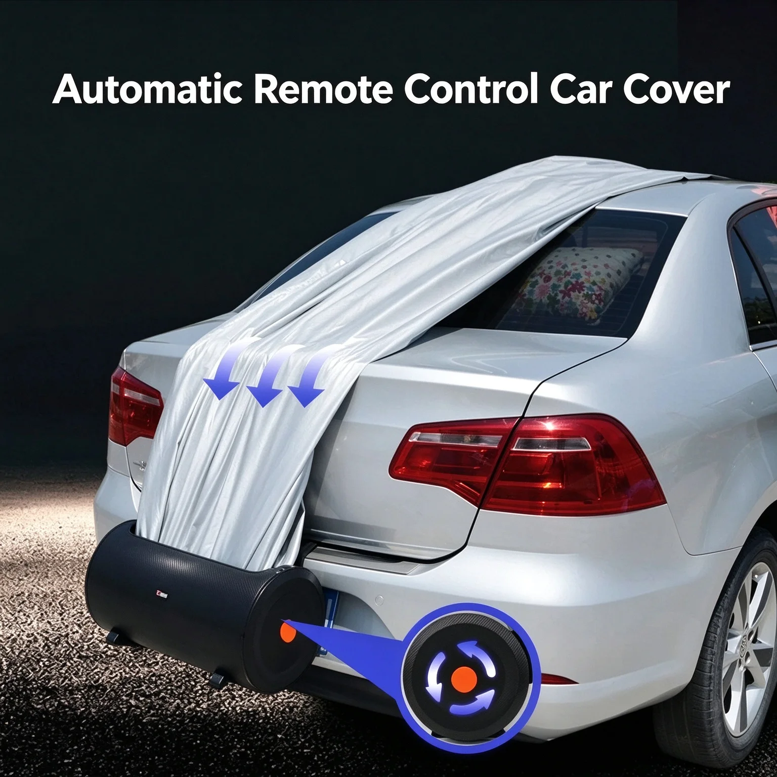 Intelligent Electric Auto Retractable Car Cover, Remote Operated Sunscreen Waterproof Heat Insulation Full Body Car Coat Univers