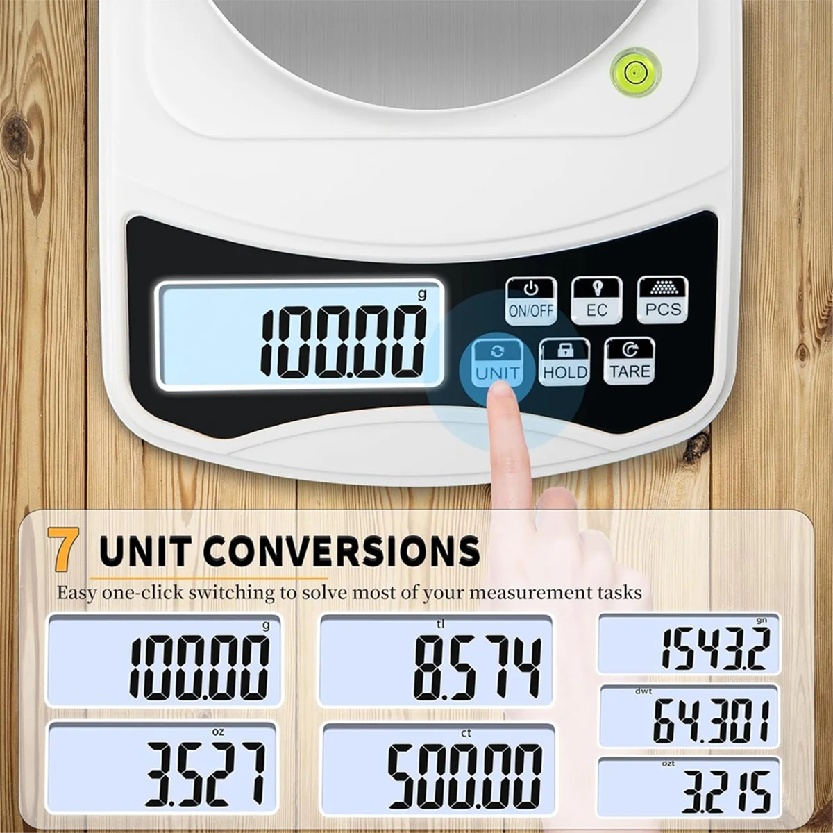 Digital Lab Scale, Gram-Scale 1000G 0.01GAccuracy, Multi-Function High Precision Electronic Scale with 100G Weight