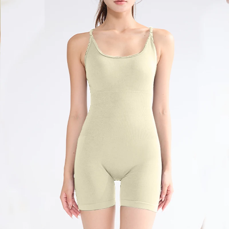 

Yoga Sxy Criss Cross Backless Cami Sports Romper,Women's Jumpsuits Ribbed One Piece Workout Sleeveless Rompers Tank Top Shorts