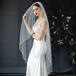 Wedding Veil Short Pencil Edge Simple Bridal Veils One Laye Elegant Rochii Wedding Veil Long with Comb Soft Single V14