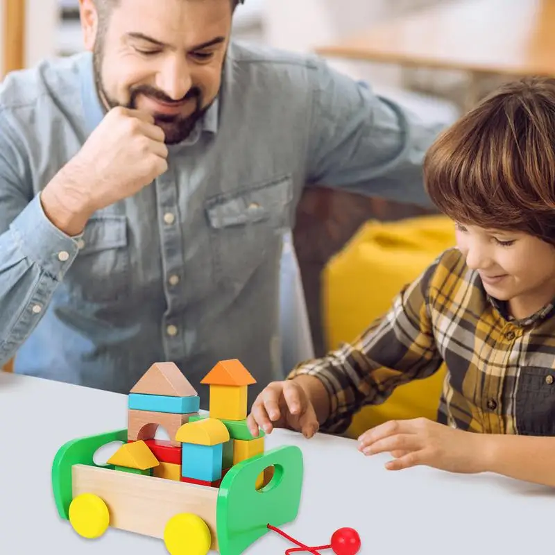 Crianças blocos de madeira crianças blocos de construção brinquedo pré-escolar aprendizagem acessórios educativos empilhamento blocos brinquedos empilhamento blocos de carro