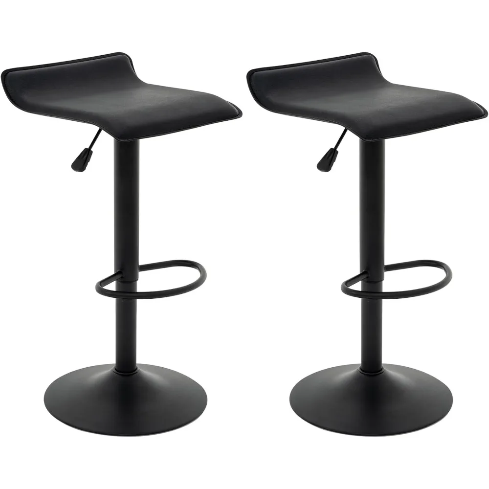 

Adjustable Bar Stools Set of 2, Modern Swivel PU Leather Airlift Barstools, Backless Kitchen Counter Height Bar Chair for Dinin