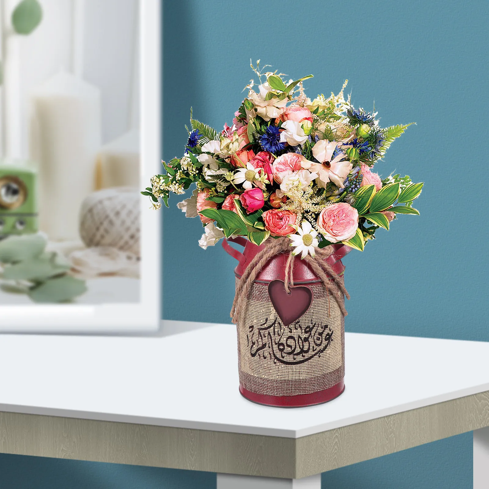1Pcs Retro Iron Bucket Vintage Style Flower Basket Decorative Planting Bucket for Indoor Outdoor Decoration Garden Iron Art Pot