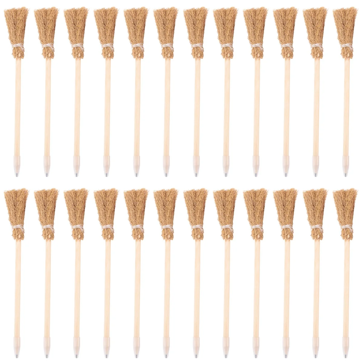 

A59T 24 Pcs Witch Broom Pencils for Halloween Broomstick Ballpoint Pencils Halloween Favors Witch Broom Prop Writing
