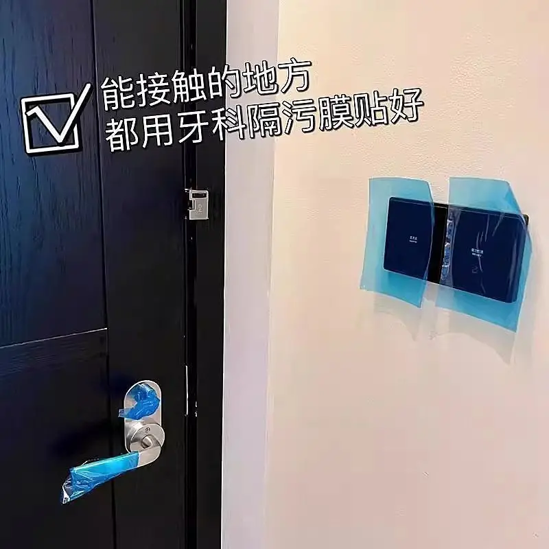 Disposable Blue Protective Barrier Film Roll Perforated Isolation Film for Toilet Bathroom Hotel Dental Clinic
