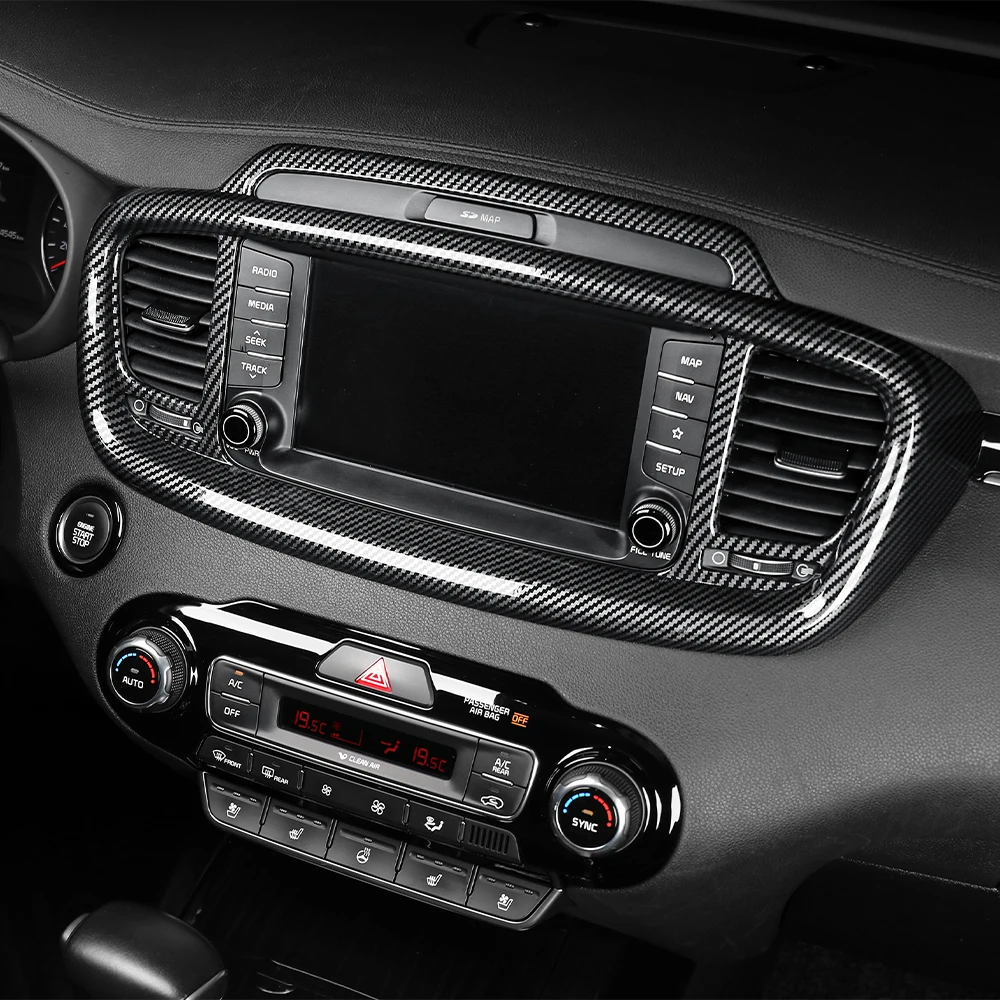 Für Kia Sorento 2014-2020 Carbon-Faser Mittelkonsole Lüftungsabdeckung Instrumententafel-Verkleidung Auto-Innendekor Zubehör LHD – Detail 5
