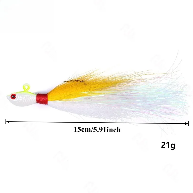 1 pcs 15cm 21g Bucktail Jigs Head Hook 3D Eyes Bait Deer Hair Feather Hook Beard Jigging Lure Fishing Strike Pro Fishing Lures