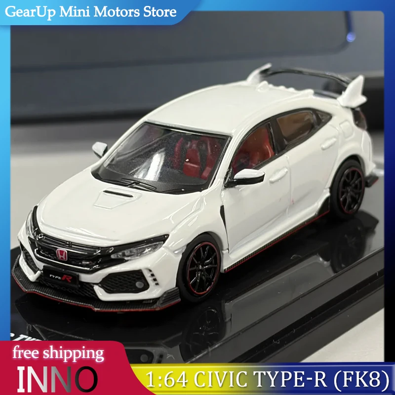 

INNO 1:64 Honda Civic Type-R FK8 White Alloy Diecast JDM Car Model Highly Detailed Collectible Race Car Toys Boy Christmas Gift