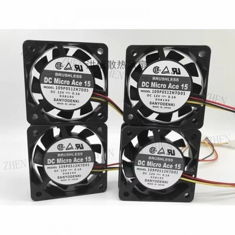 

Y 4PCS FOR Sanyo 109P0512H7D01 5015 DC12V 0.1A 5CM 3-Wire Bearing Cooling Fan